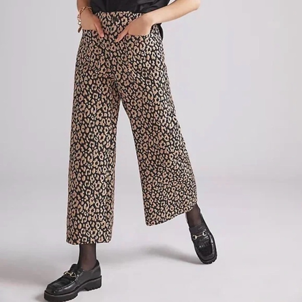 Anthropologie x Maeve - High Rise, Wide-Leg Cropped Pants - Cheetah Print